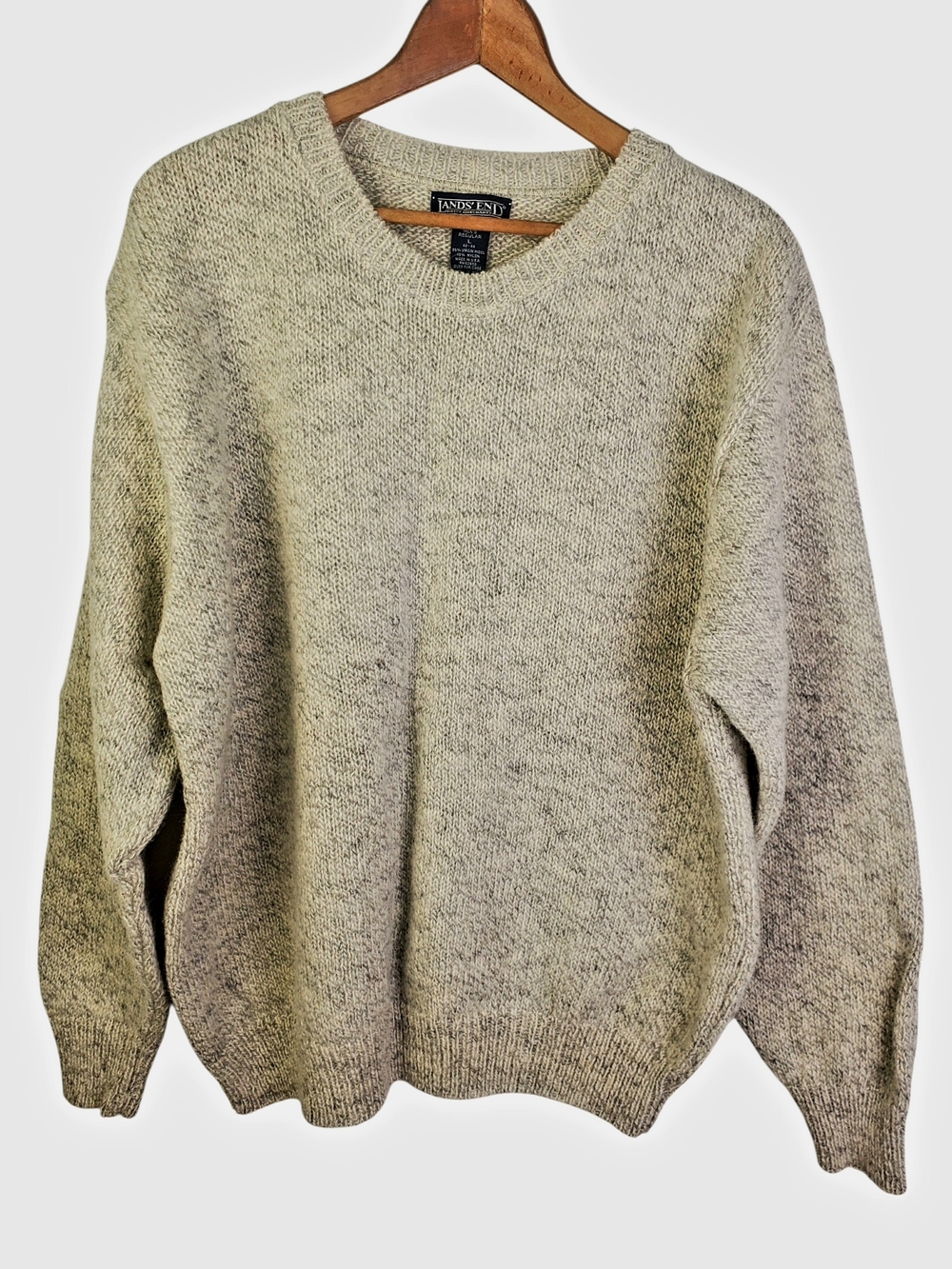 Lands' End Men's Vintage Wool Blend Flecked Crewneck Sweater. LG. #374